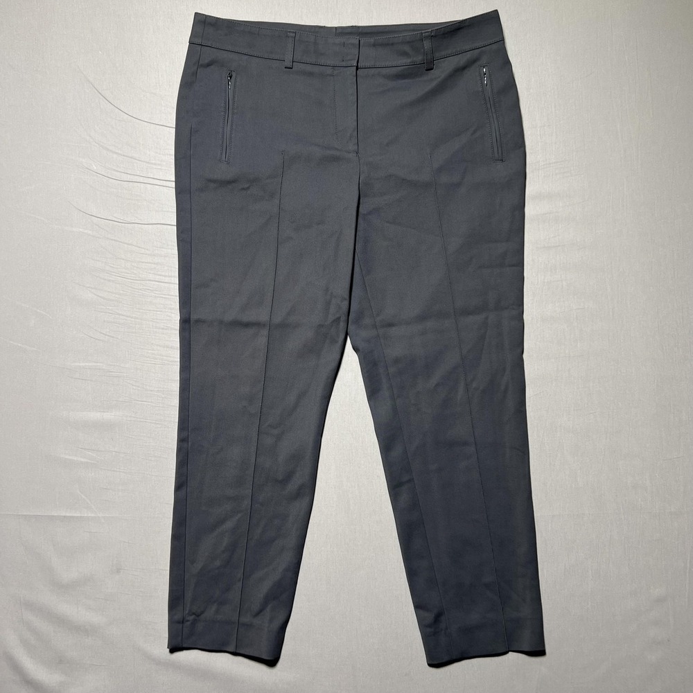 Akris Punto Pants Womens 8 Charcoal Gray Stretch Ankle‎ Cropped Zip Pocket Dress